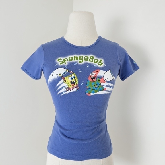 SpongeBob SquarePants T-Shirt Short Sleeve Y2K Tight Fitted Tee Graphic - Picture 10 of 11
